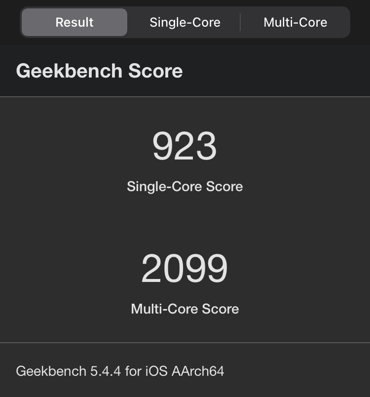 Geekbench Scoreの結果