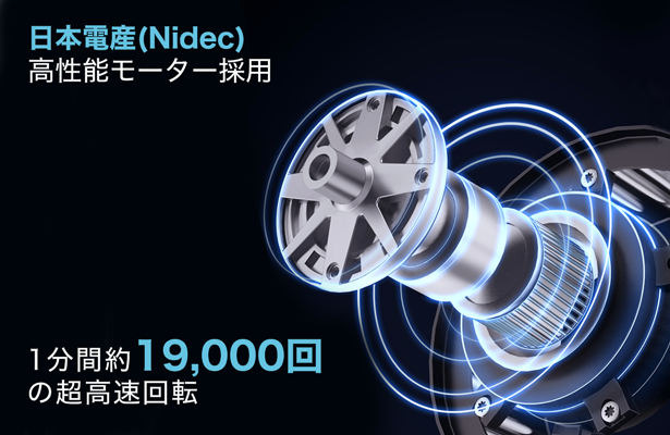 日本電産 (Nidec)社の高性能ブラシレスモーターを採用